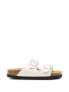 Woolrich Leather Sandals Two Strap Flat Sole In Animal Print