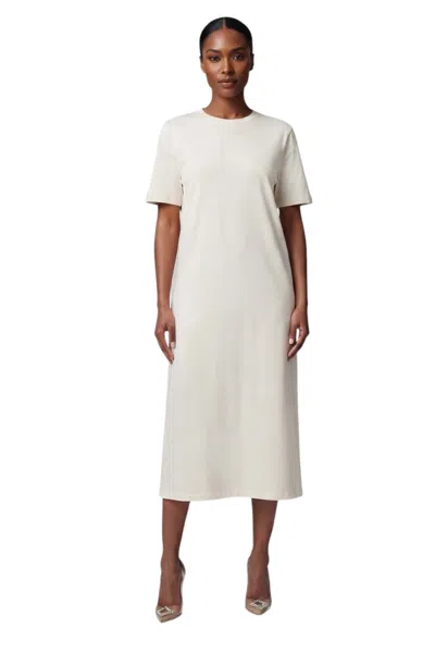 Woolrich White Solid Crew Neck Midi Dress In Gold
