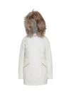 Woolrich White Solid Hood Jacket In White