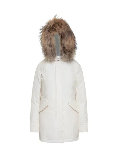 Woolrich White Solid Hood Jacket