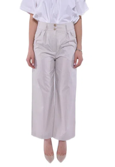 Woolrich Wide Leg Pleated Pants In Beige