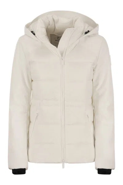 Woolrich Winter White Quilted Down Jacket With Hood For Women
