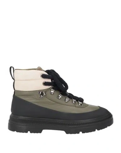 Woolrich Woman Ankle Boots Military Green Size 10 Leather, Textile Fibers