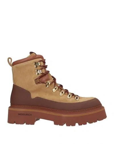 Woolrich Woman Ankle Boots Sand Size 7 Leather, Rubber In Neutral