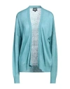 Woolrich Woman Cardigan Turquoise Size L Linen In Blue