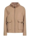 Woolrich Woman Coat Beige Size L Wool, Acrylic, Polyester, Polyamide In Brown
