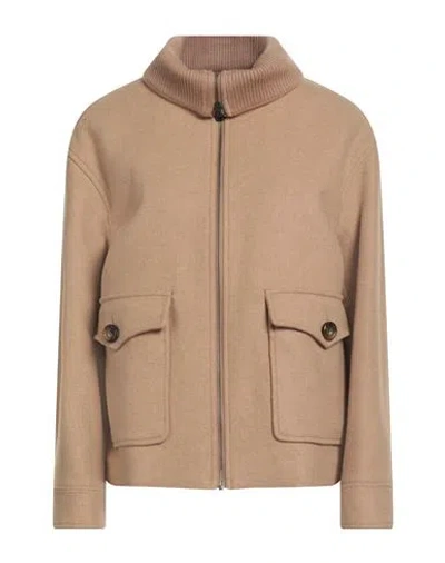 Woolrich Woman Coat Beige Size L Wool, Acrylic, Polyester, Polyamide In Sand