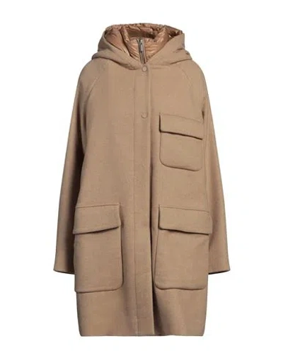 Woolrich Woman Coat Camel Size L Wool, Acrylic, Polyester, Polyamide In Beige