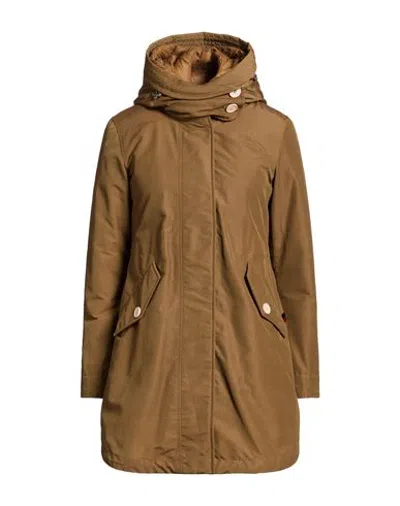Woolrich Woman Coat Khaki Size Xxs Organic Cotton, Recycled Nylon In Brown