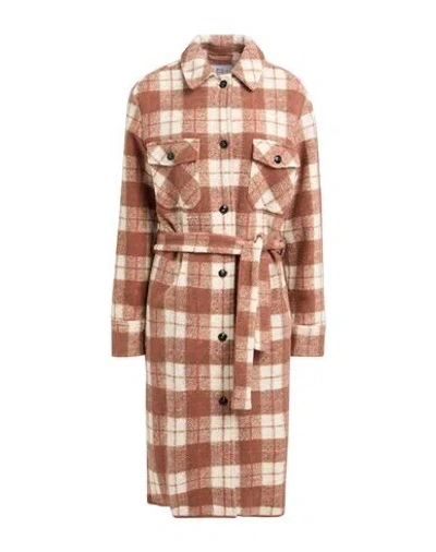 WOOLRICH WOOLRICH WOMAN COAT LIGHT BROWN SIZE L POLYESTER, VIRGIN WOOL