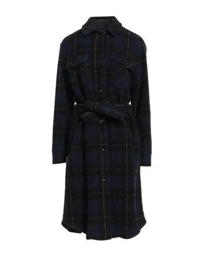 Woolrich Woman Coat Navy Size M Polyester, Virgin Wool In Blue