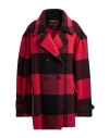 Woolrich Buffalo Checked Wool Blend Coat In Red