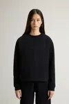 Woolrich Organic-cotton Long-sleeve Sweatshirt In Black