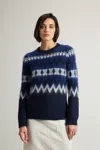Woolrich Aztec Sweater In Med Blue