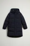 Woolrich Womens Navy Blue Quilted Down Jacket With Hood