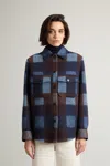 Woolrich Check Pattern Wool Over Shirt In Blue