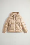 Woolrich Aliquippa Short Puffer Jacket In Khaki