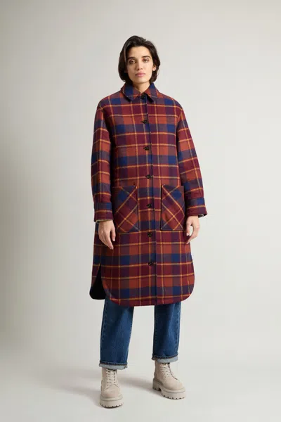 Woolrich Reversible Long Sleeve Over Coat In Red
