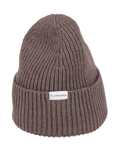 Woolrich Woman Hat Lead Size Xl Virgin Wool In Brown