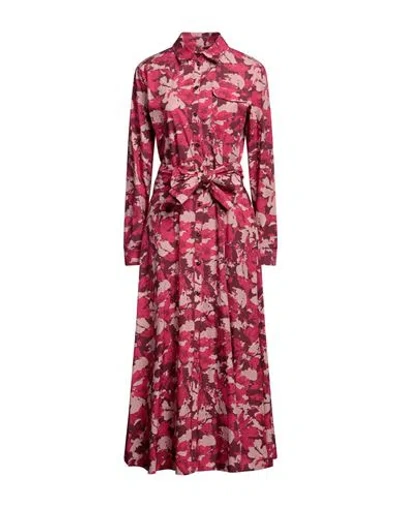 Woolrich Woman Maxi Dress Magenta Size S Cotton In Burgundy