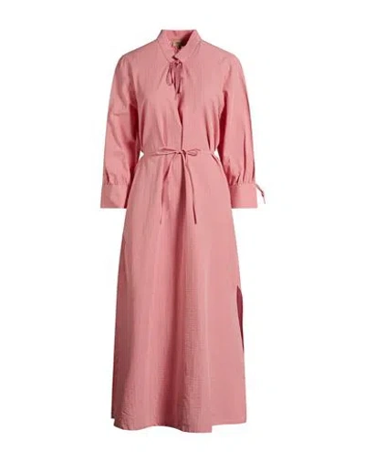 Woolrich Woman Maxi Dress Pink Size L Cotton, Elastane