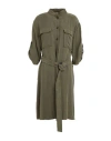Woolrich Woman Midi Dress Military Green Size L Viscose, Linen In Green