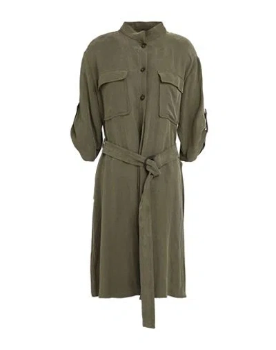 Woolrich Woman Midi Dress Military Green Size L Viscose, Linen