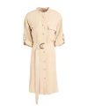 Woolrich Woman Midi Dress Sand Size M Viscose, Linen In Beige