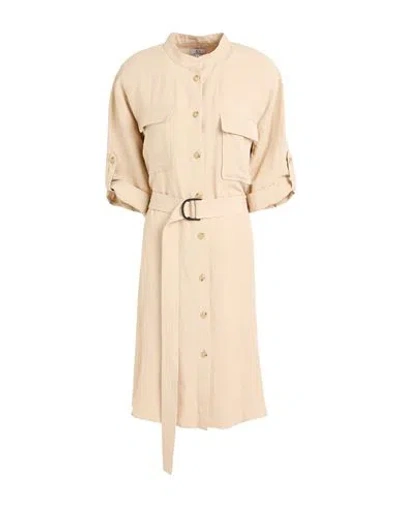 Woolrich Woman Midi Dress Sand Size M Viscose, Linen In Beige