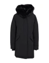 Woolrich Solid Color Keystone Down Jacket With Fur On Hood In Black