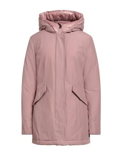 Woolrich Woman Puffer Blush Size L Cotton, Polyamide In Pink