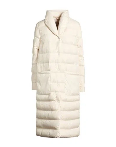 Woolrich Woman Puffer Cream Size L Polyester In Brown
