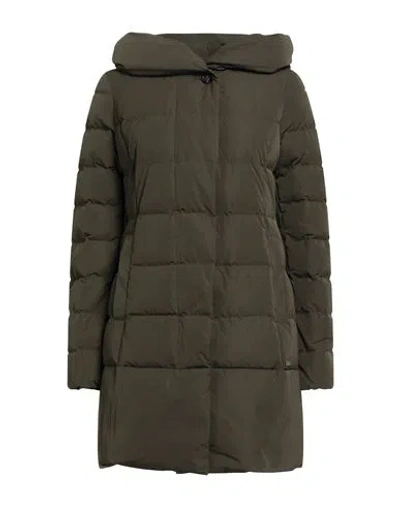 Woolrich Woman Puffer Dark Green Size Xs Polyester In Gray