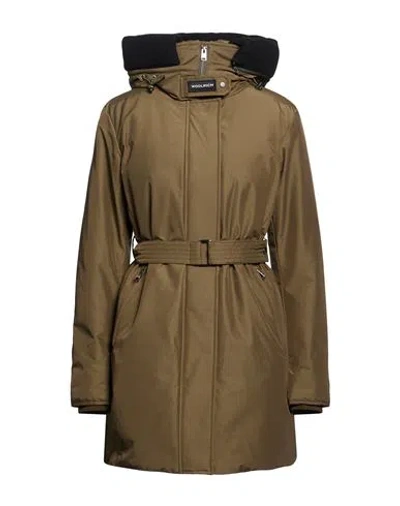 Woolrich Woman Puffer Military Green Size Xxl Cotton, Polyamide, Wool, Polyester In Brown