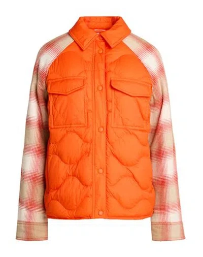 Woolrich Woman Puffer Orange Size M Polyamide, Wool, Polyester