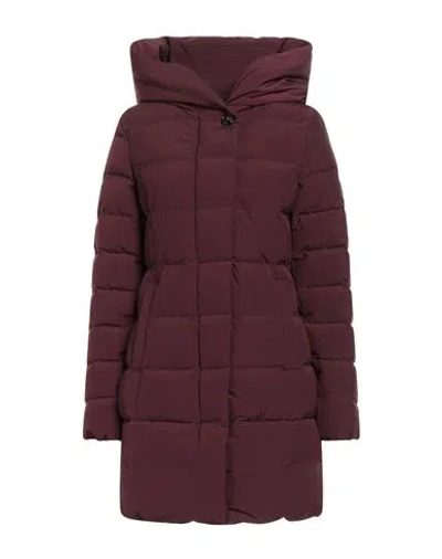 Woolrich Woman Puffer Plum Size L Polyester In Burgundy