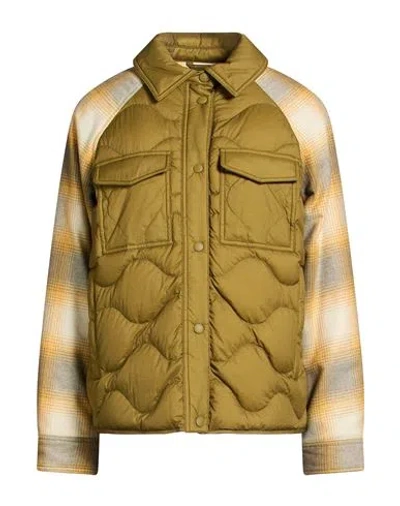 Woolrich Woman Puffer Sage Green Size S Polyamide, Wool, Polyester In Multi