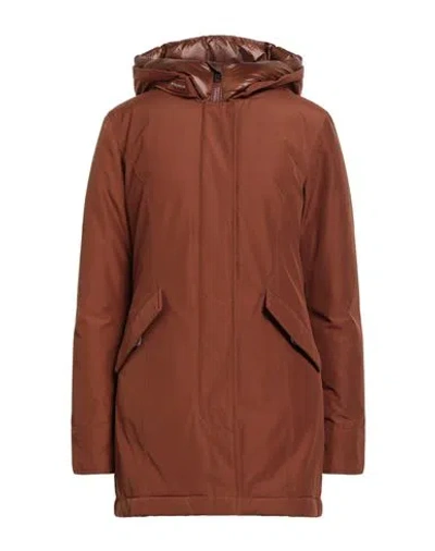 Woolrich Woman Puffer Tan Size L Cotton, Polyamide In Brown