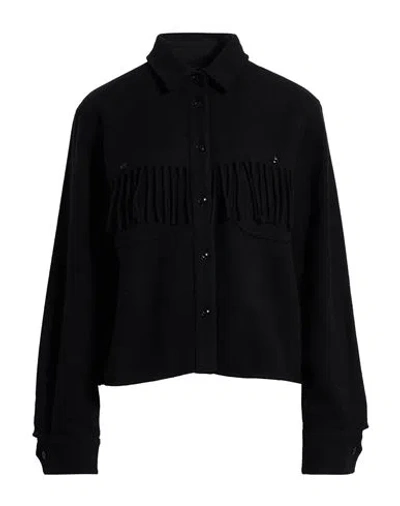Woolrich Woman Shirt Black Size L Virgin Wool, Polyamide