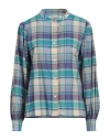 Woolrich Woman Shirt Turquoise Size Xl Cotton In Blue