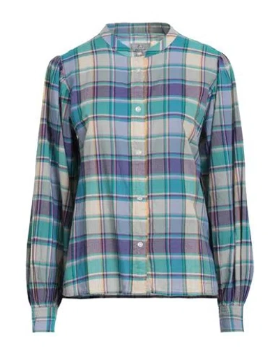 Woolrich Woman Shirt Turquoise Size Xl Cotton In Blue