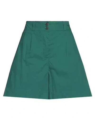 Woolrich Woman Shorts & Bermuda Shorts Dark Green Size S Cotton