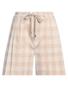 Woolrich Check-print Seersucker Shorts In Beige