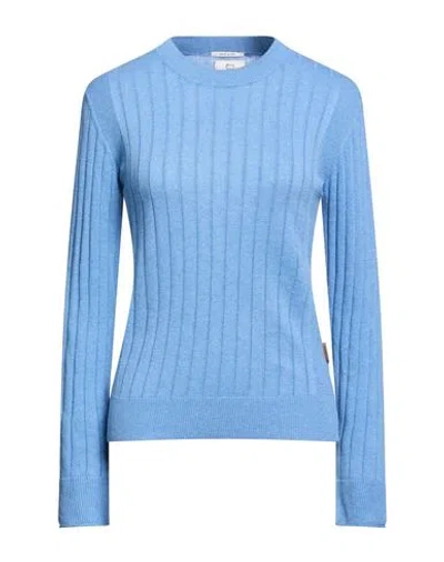 Woolrich Woman Sweater Azure Size L Cotton In Blue