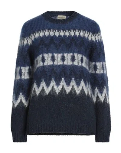 Woolrich Woman Sweater Navy Size M Wool, Mohair Wool, Polyamide, Viscose In Blue