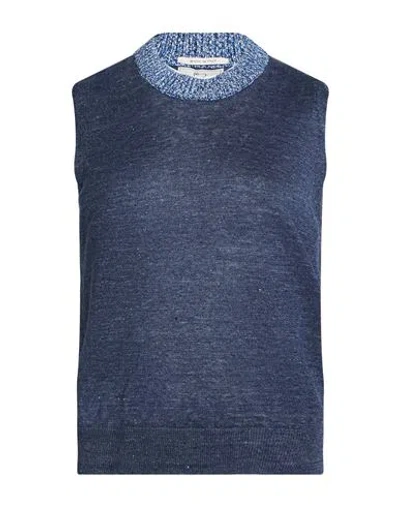 Woolrich Woman Sweater Navy Size S Linen In Blue