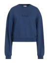 Woolrich Pure Cotton Crew-neck Sweatshirt With Embroidered Logo In Navy