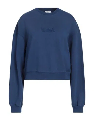Woolrich Pure Cotton Crew-neck Sweatshirt With Embroidered Logo In Blue