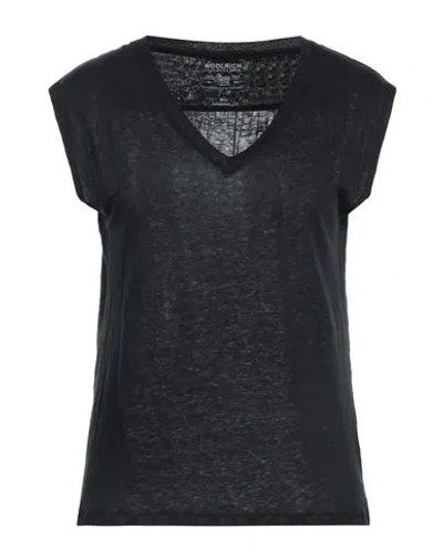 Woolrich Woman T-shirt Black Size L Linen