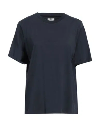 Woolrich Woman T-shirt Midnight Blue Size M Organic Cotton In Blue